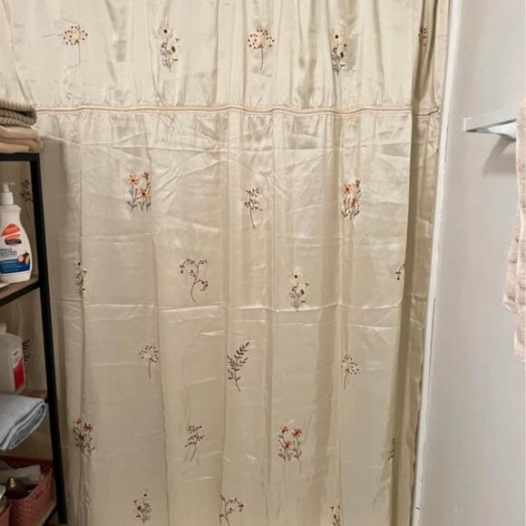 Springmaid Tan Flowered Shower Curtain - Picture 1 of 3